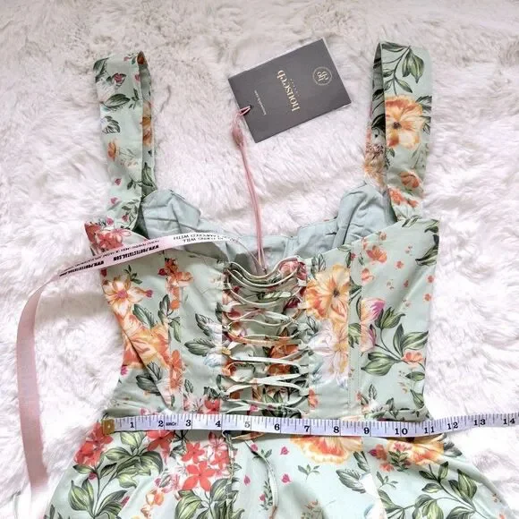 House of CB Corset Midi Sundress XS - Jade Floral Print - Picture 7 of 8